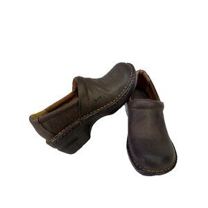 BOC Born Concept Shoes Womens 6M Brown Peggy Clog Wedge Slip On Leather C45723